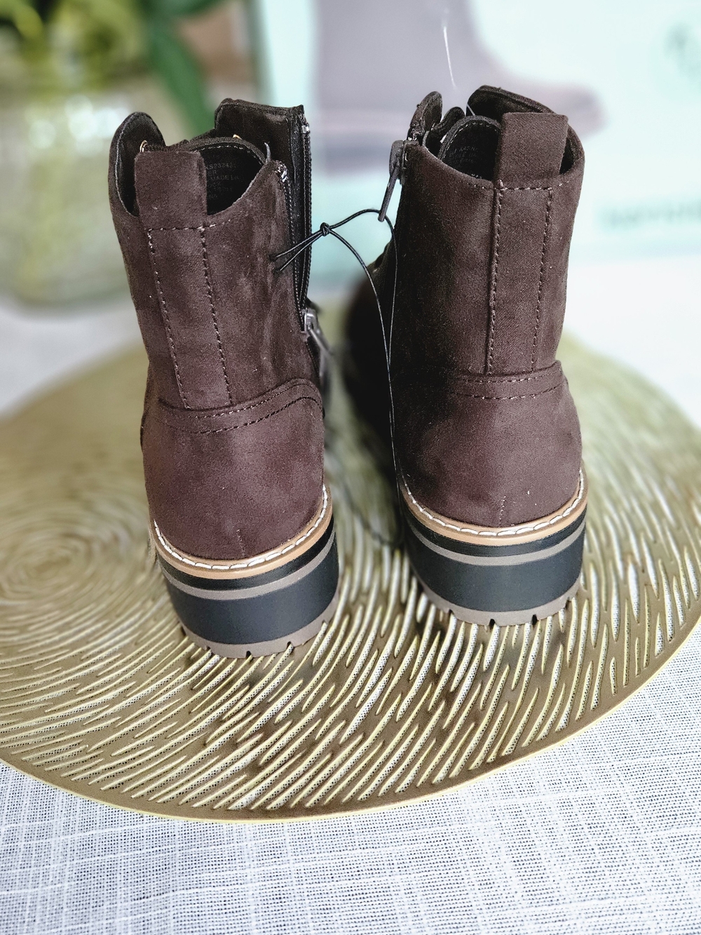 Kensie Kasha Brown Faux Suede Lace Up Combat Boots Women's Size 9 - Picture 6 of 11